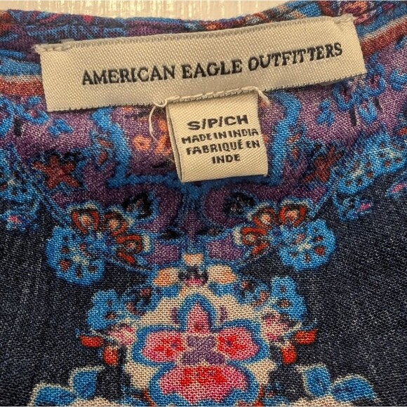 American Eagle Purple Wrap Boho Shorts Floral Romper Dress Sz S Witchy Whimsigot - Picture 4 of 9